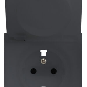 Розетка электрическая с винтовым подключением с защитной крышкой Черный сатин