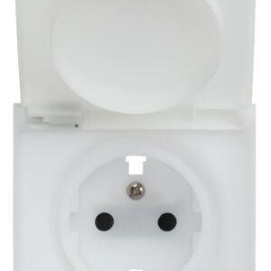 Розетка электрическая с винтовым подключением с защитной крышкой Белый сатин