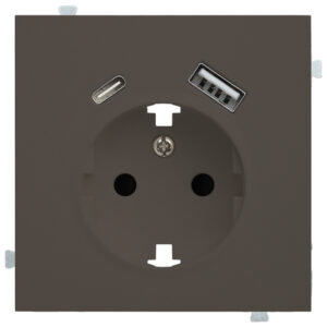 Розетка электрическая с зарядным устройством USB A+C Капучино