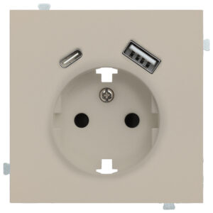 Розетка электрическая с зарядным устройством USB A+C Латте