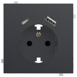 Розетка электрическая с зарядным устройством USB A+C Черный сатин