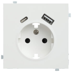 Розетка электрическая с зарядным устройством USB A+C Белый сатин
