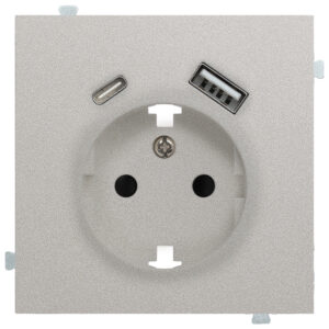 Розетка электрическая с зарядным устройством USB A+C Платина