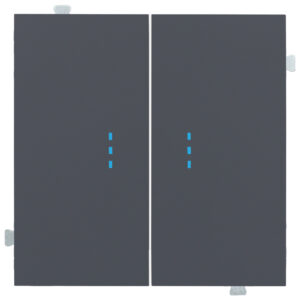 Выключатель двухклавишный перекрестный с подсветкой (механизм + клавиши) Базальт