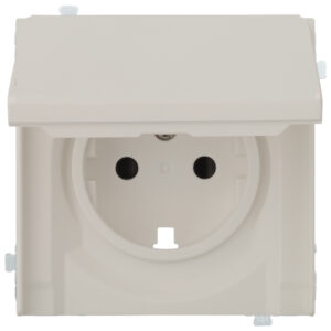 Розетка электрическая с винтовым подключением с защитной крышкой Лён
