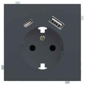 Розетка электрическая с зарядным устройством USB A+C Базальт