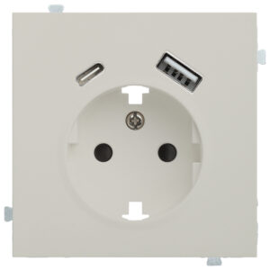 Розетка электрическая с зарядным устройством USB A+C Лён